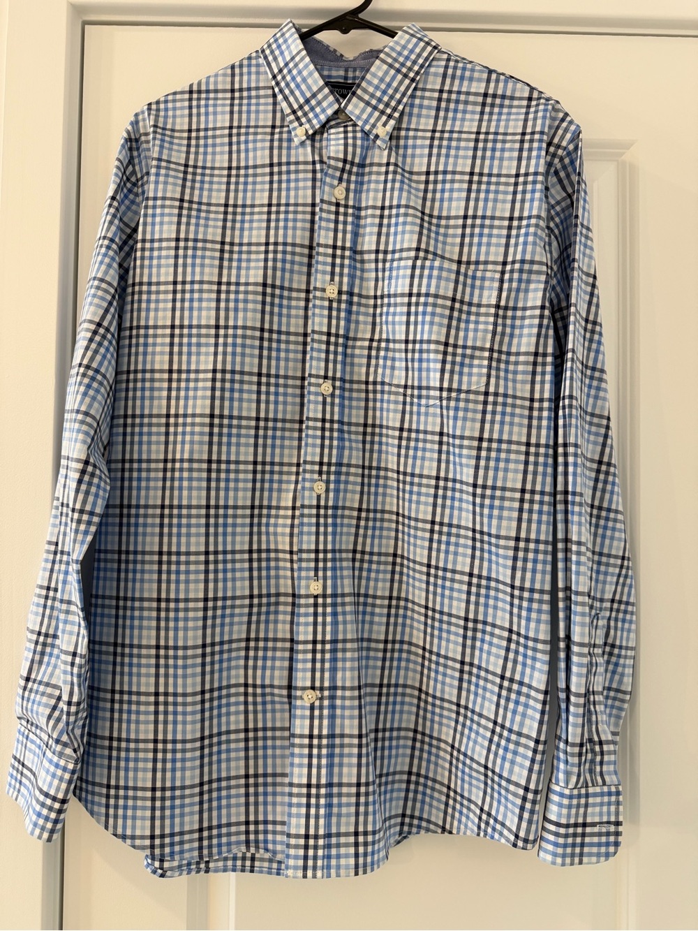 crown & ivy Light Blue and Navy Plaid Button-Down Shirt